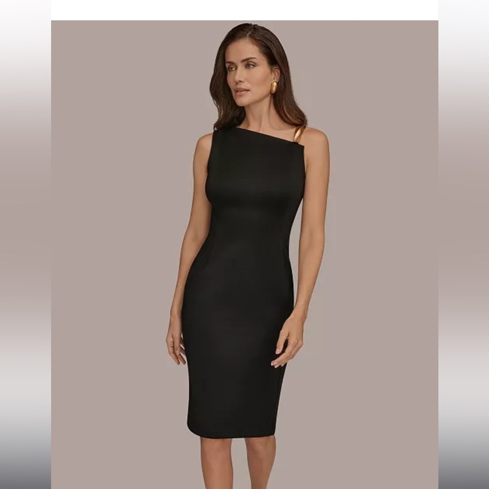 Donna Karen Black One-Shoulder Sheath Dress purchased last week worn once.